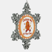 Catsup私もしはホットドッグおもしろいが出来る – Ketchup Pun スノーフレークピューターオーナメント (左)