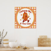 Catsup私もしはホットドッグおもしろいが出来る – Ketchup Pun ポスター (キッチン)