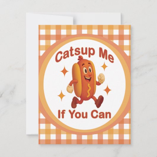 Catsup私もしはホットドッグおもしろいが出来る – Ketchup Pun 招待状 (正面)
