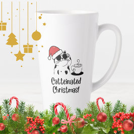 Catteinated Christmas Coffee and Cat Lover Holiday カフェラテマグ