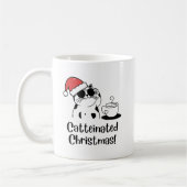 Catteinated Christmas Coffee and Cat Lover Holiday コーヒーマグカップ (左)