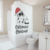 Catteinated Christmas Coffee and Cat Lover Holiday シャワーカーテン (インサイチュ)