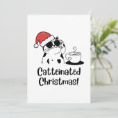 Catteinated Christmas Coffee and Cat Lover Holiday シーズンカード (スタンド正面)