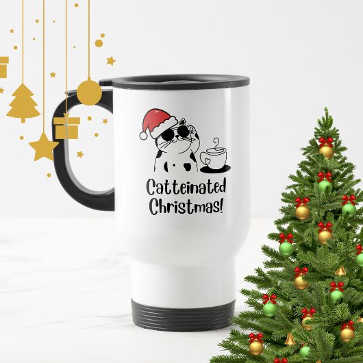 Catteinated Christmas Coffee and Cat Lover Holiday トラベルマグ