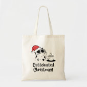 Catteinated Christmas Coffee and Cat Lover Holiday トートバッグ (正面)