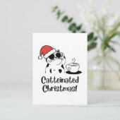 Catteinated Christmas Coffee and Cat Lover Holiday ポストカード (スタンド正面)