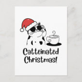 Catteinated Christmas Coffee and Cat Lover Holiday ポストカード (正面)