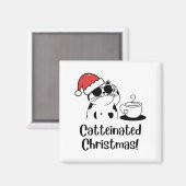 Catteinated Christmas Coffee and Cat Lover Holiday マグネット (正面/裏面)