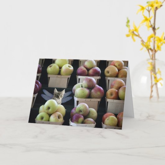 catterflyファンタジーの子ネコの挨拶状 カード (黄色い花)