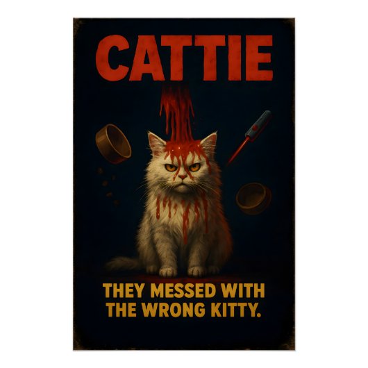 CATTIE – 笑えるホラー猫パロディ ポスター (正面)