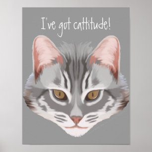 Cattitudeの(文字と)プリント ポスター