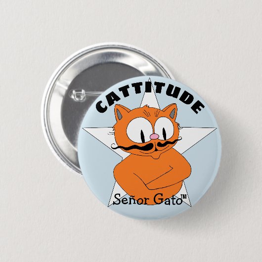 CATTITUDEセニョールGato漫画の口ひげ猫 缶バッジ (正面&裏面)