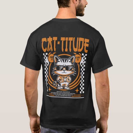 Cattitude：究極の猫の親チャーム Tシャツ (裏面)