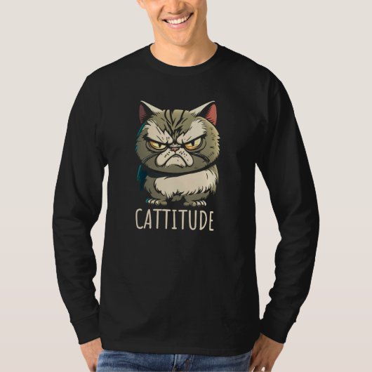 Cattitude Cat Attitude Annoyed Tシャツ (正面)