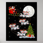 Cattle Cow Santa Sleigh Flying Funny Magical Chris ポスター (正面)