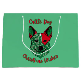 Cattle Dog Christmas Wishes ラージペーパーバッグ
