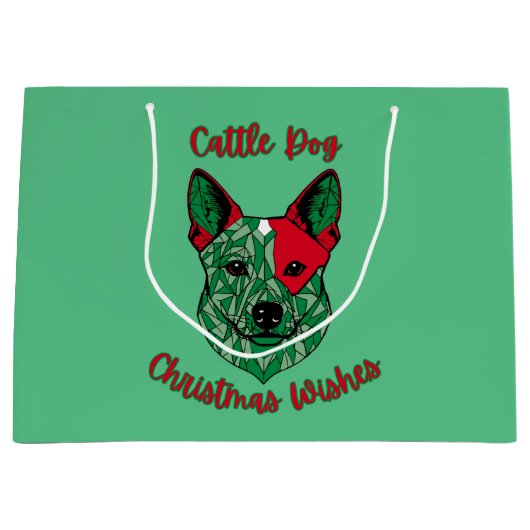 Cattle Dog Christmas Wishes ラージペーパーバッグ (正面)