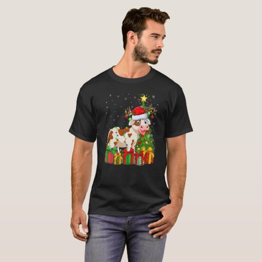 Cattle  Xmas Holiday Santa Cattle Christmas Tree Tシャツ (正面フル)