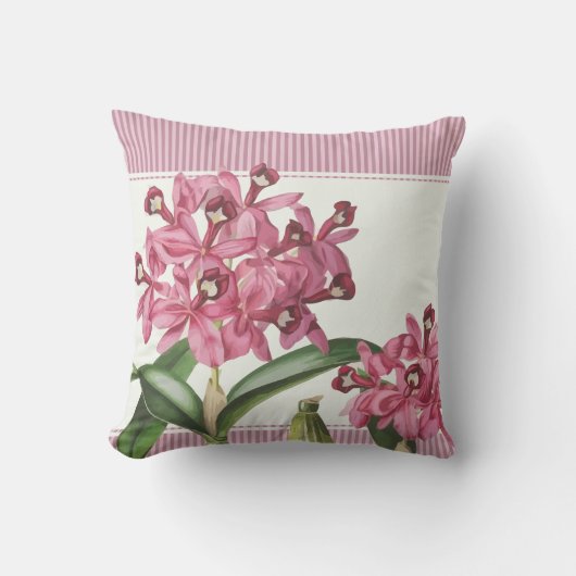 Cattleyaのピンクの蘭 クッション (正面)