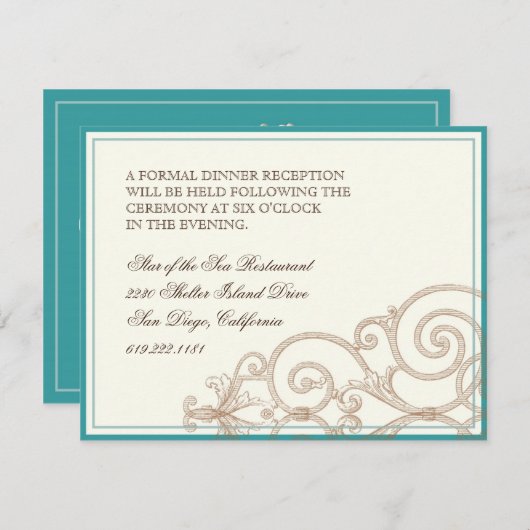 Cattleyaの蘭の暗灰色の茶色-披露宴の招待 招待状 (正面/裏面)