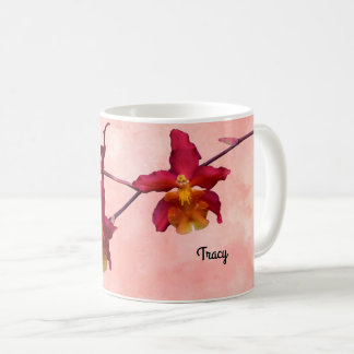 Cattleya Orchid Mug、名前の追加 コーヒーマグカップ