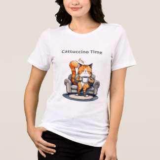Cattuccino Time Funny Cat Tee トライブレンドＴシャツ