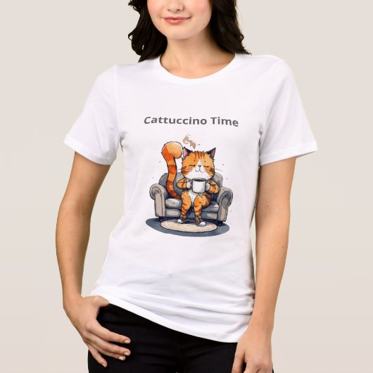 Cattuccino Time Funny Cat Tee トライブレンドＴシャツ (正面)