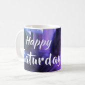 Caturday幸せなかわいい紫色猫 コーヒーマグカップ (正面左)