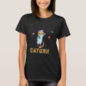 Caturn Astronomy Moon Cosmos Galaxy Universe Space Tシャツ (正面)