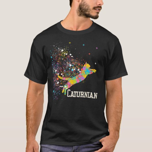 "Caturnian"キャットママパパ動物愛好家 Tシャツ (正面)