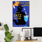 Catz Bittersと飲み物を混ぜるヴィンテージフードAl ポスター (ホームオフィス)
