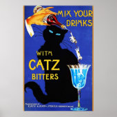 Catz Bittersと飲み物を混ぜるヴィンテージフードAl ポスター (正面)