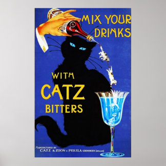 Catz Bittersと飲み物を混ぜるヴィンテージ食品Alc ポスター
