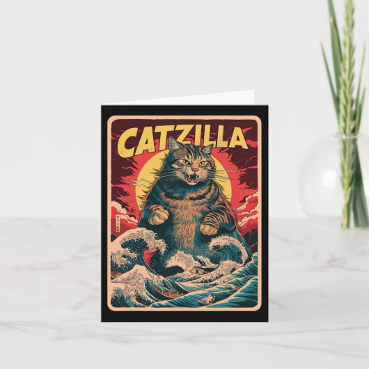 Catzilla 日本の Art Catおもしろいヴィンテージ カード (正面)
