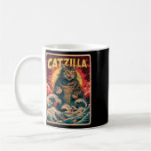Catzilla 日本の Art Catおもしろいヴィンテージ コーヒーマグカップ (左)