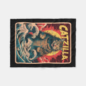 Catzilla 日本の Art Catおもしろいヴィンテージ フリースブランケット (正面(横))