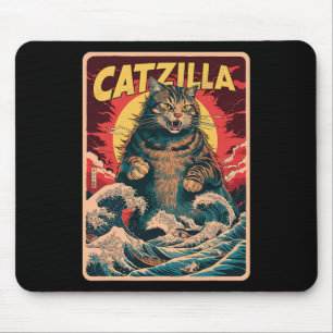 Catzilla 日本の Art Catおもしろいヴィンテージ マウスパッド