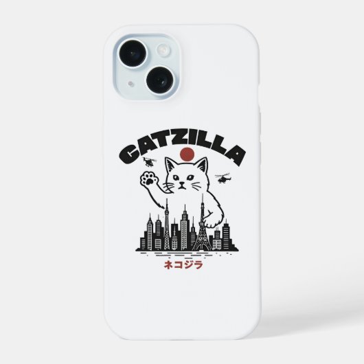 Catzilla - 猫ゴジラ パロディ iPhone 15ケース (裏面)