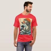 Catzilla Cat Japanese Art Funny Cats Gifts for Men Tシャツ (正面フル)
