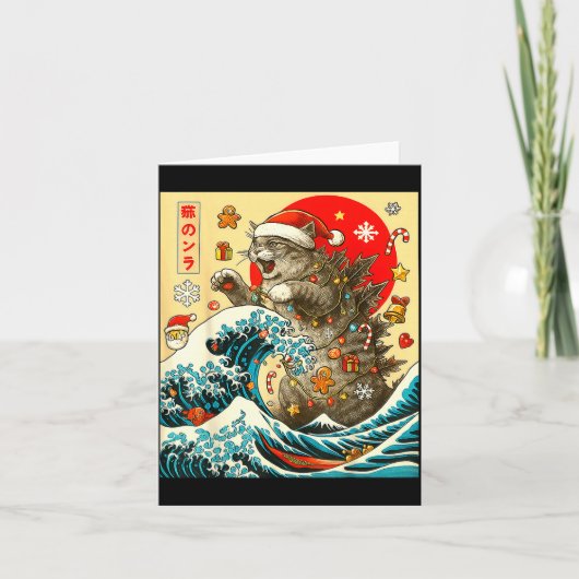 Catzilla Cat Japanese Art Funny Xmas For Men Women カード (正面)