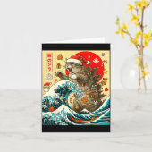 Catzilla Cat Japanese Art Funny Xmas For Men Women カード (黄色い花)