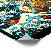 Catzilla Cat Japanese Art Funny Xmas For Men Women ポスター (角)