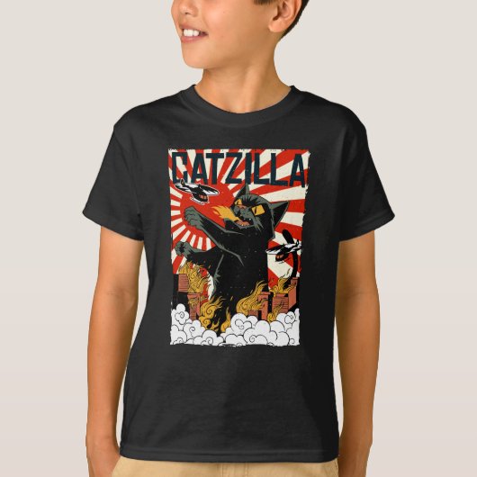 Catzilla I cats I cat I cats I cats I cats Tシャツ (正面)