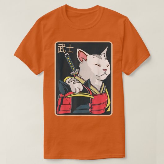 Catzilla - Japanese Cat Art - Katana Sword - Anime Tシャツ (デザイン正面)