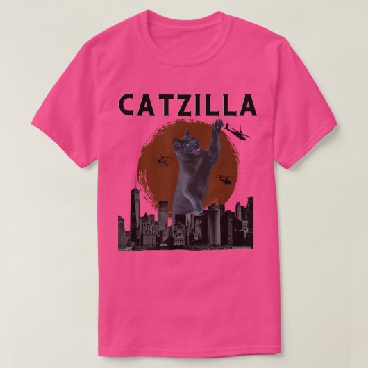 Catzilla Monster Cat Lover Funny Japanese Kitty Ki Tシャツ (デザイン正面)