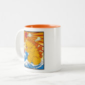 Catzilla Off Kanagawa Funny Japanese Art Cat Graph ツートーンマグカップ (正面左)