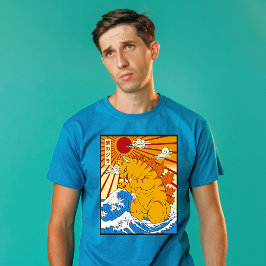 Catzilla Off Kanagawa Funny Japanese Art Cat Graph Tシャツ