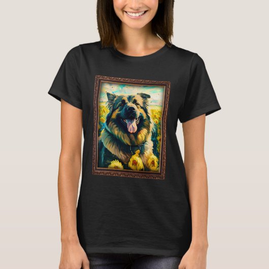 Caucasian Shepherd Painting Sunflower Flower Mom W Tシャツ (正面)