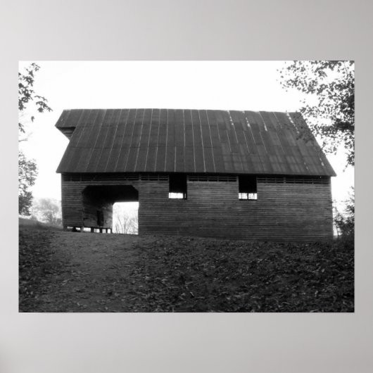 Caughoron Barn, Cades Cove, b&w ポスター (正面)