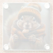 Caught snacking again - Squirrel Ai image ガラスコースター (裏面)